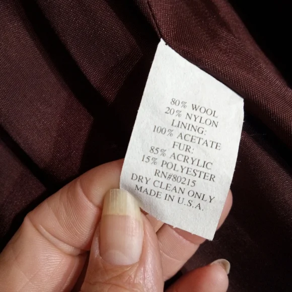 Midnight Velvet Vintage longline wool dress coat with fur trim women's size 14 - Picture 14 of 14